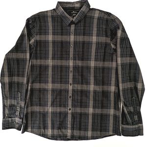 Marc Anthony Men's Long Sleeve Stretch Slim Fit Shirt Size XL Black Plaid